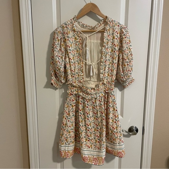 NWT Cleobella Dallas Floral Mini Dress in Carnation Print Cream Boho Size Small - Picture 13 of 16